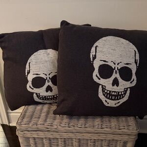 Grey Skull Accent Pillows - Set of 2